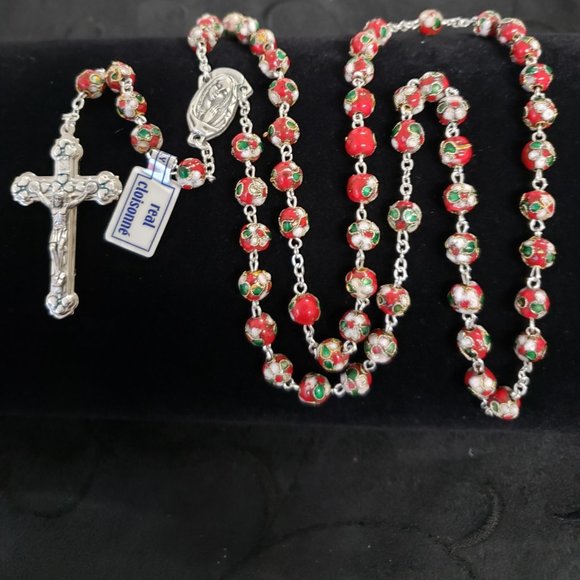 Rosary Cloisonne Bead Red. - Picture 4 of 6